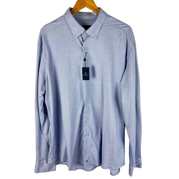 DAVID DONAHUE BUTTON UP COTTON COLLARED SHIRT IN BLUE NWT MEN'S SIZE 18/XL-XXL - Picture 1 of 12